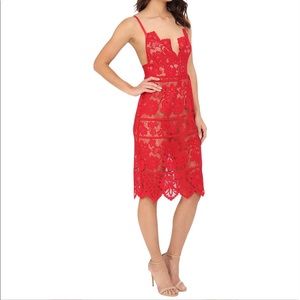 For Love & Lemons, red lace dress